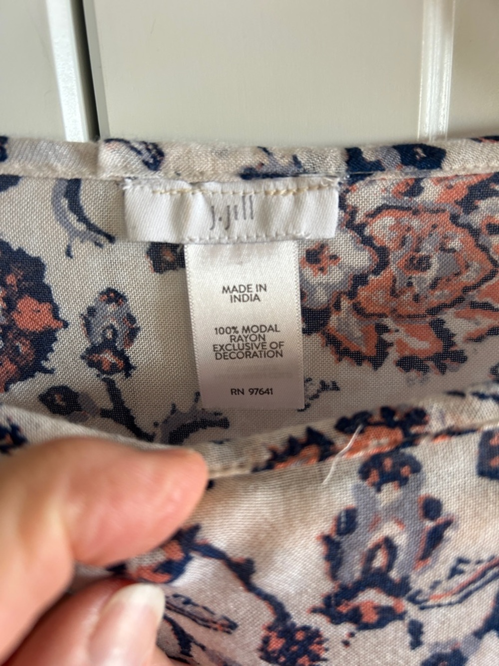 JJill  Modal Rayon poncho  in Navy and Coral JJill.